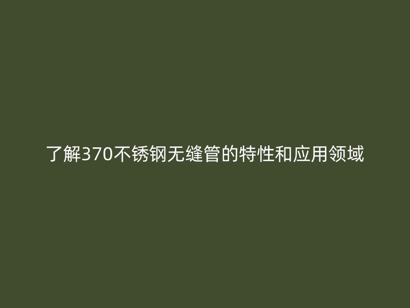 了解370不銹鋼無縫管的特性和應(yīng)用領(lǐng)域