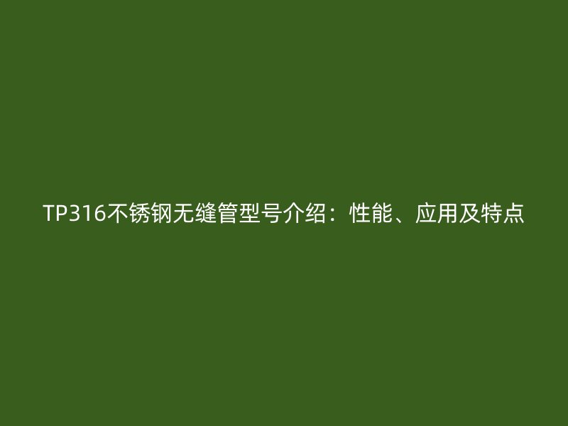 TP316不銹鋼無(wú)縫管型號(hào)介紹：性能、應(yīng)用及特點(diǎn)